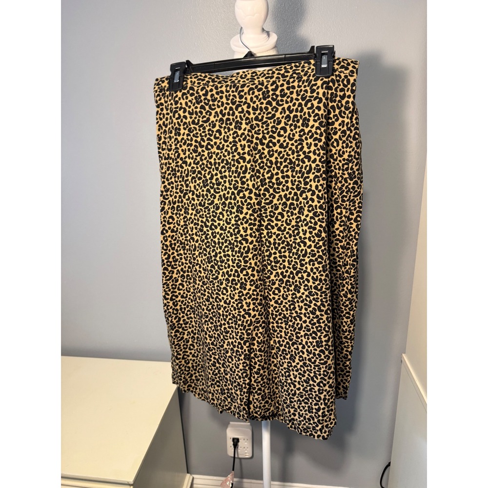 Old Navy Womens Leopard Animal Print Midi Skirt Elastic Back Brown Black Large